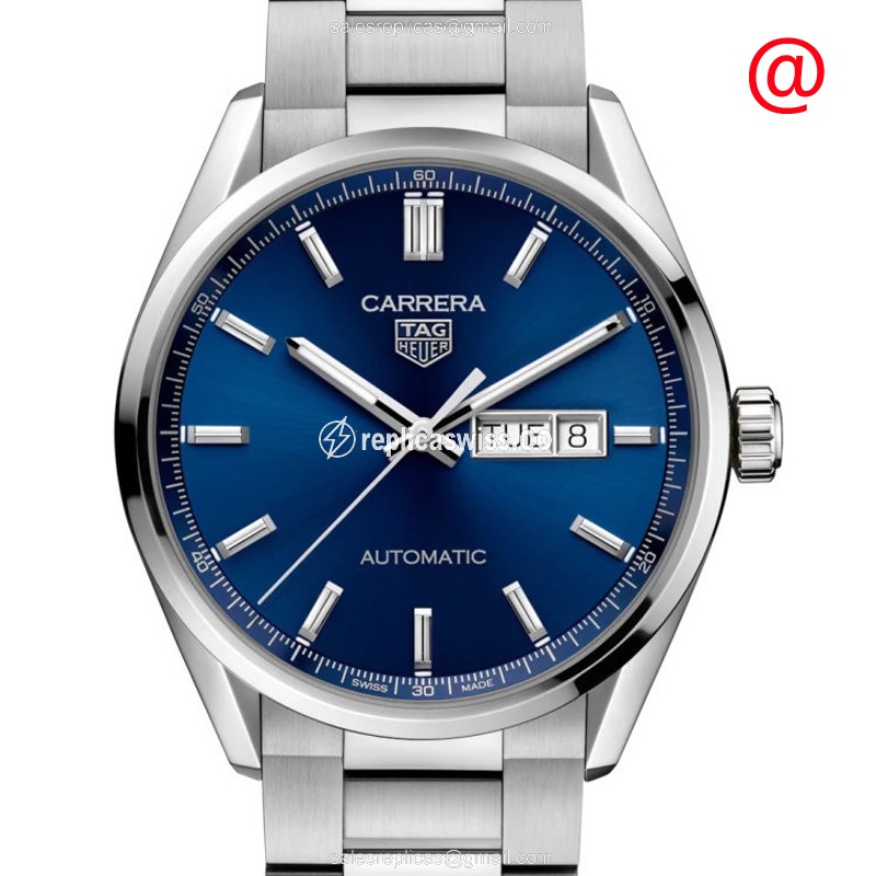 Luxe Tag Heuer Carrera Automatic Replica in Blue Dial Steel Case, Silver Strap Watch