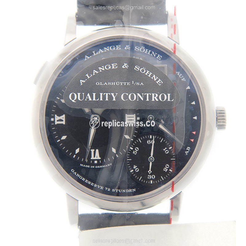 Luxurious A. Lange & Söhne LANGE 1 Manual Wind 18kt White Gold Replica | Black Dial & Alligator