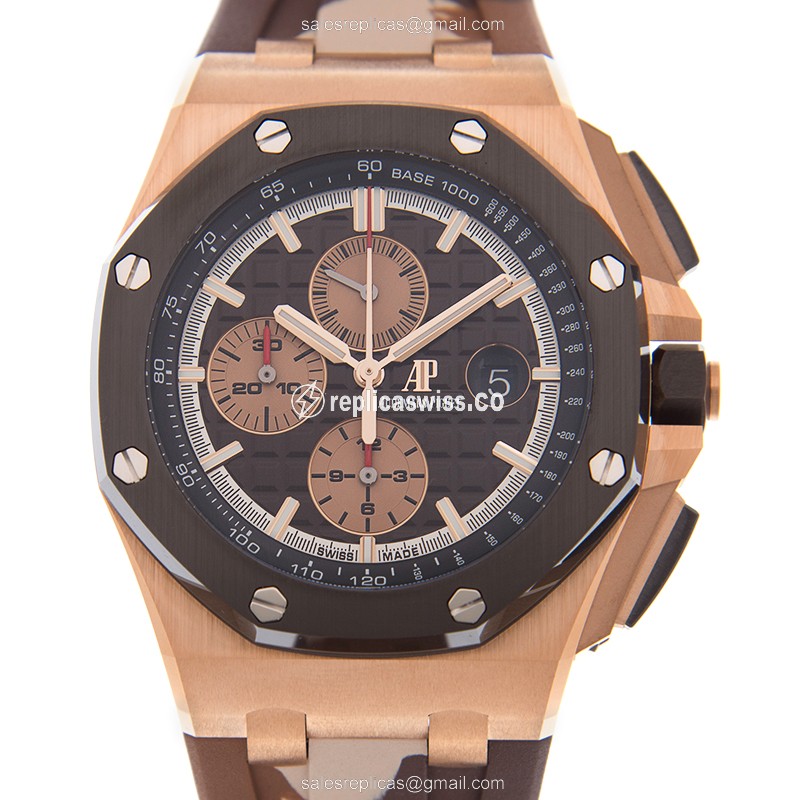 Luxurious Audemars Piguet Royal Oak Offshore Replica in 18kt Gold, Automatic Movement, Brown Dial &