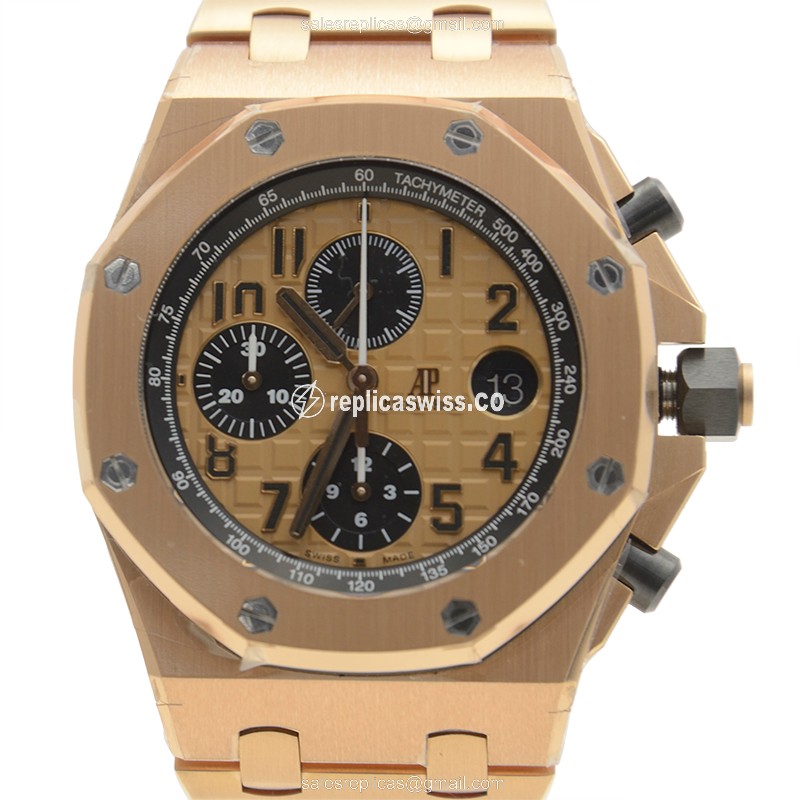 Luxurious Audemars Piguet ROYAL OAK OFFSHORE Replica in 18kt Gold, Automatic Movement, Sapphire