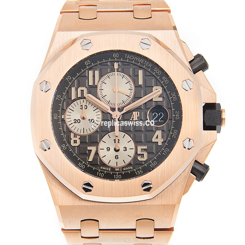 Luxurious Audemars Piguet ROYAL OAK Offshore Replica in 18kt Gold with Automatic Movement Gray