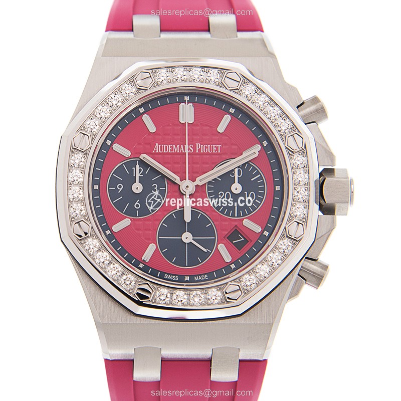 Luxurious Audemars Piguet Royal Oak Offshore Replica in Pink Dial & Diamond Case, Automatic