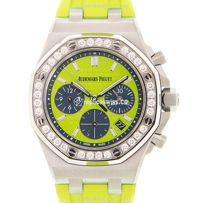 Luxurious Audemars Piguet ROYAL OAK OFFSHORE Replica in Stainless Steel & Green Diamond Dial Watch