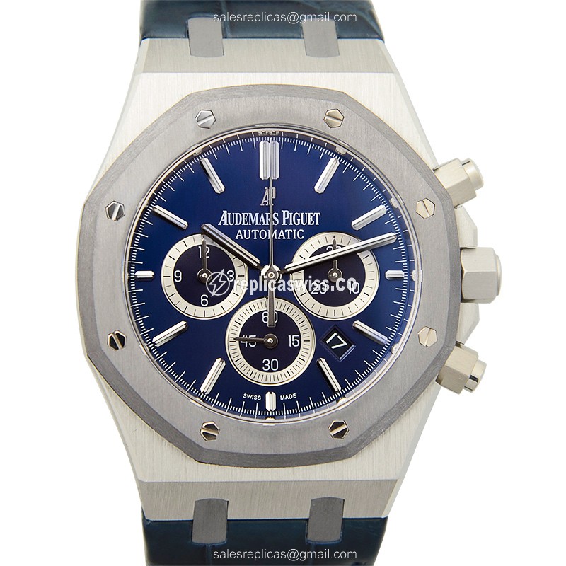 Luxurious Audemars Piguet ROYAL OAK Replica in 950 Platinum, Automatic Movement, Blue Dial Watch