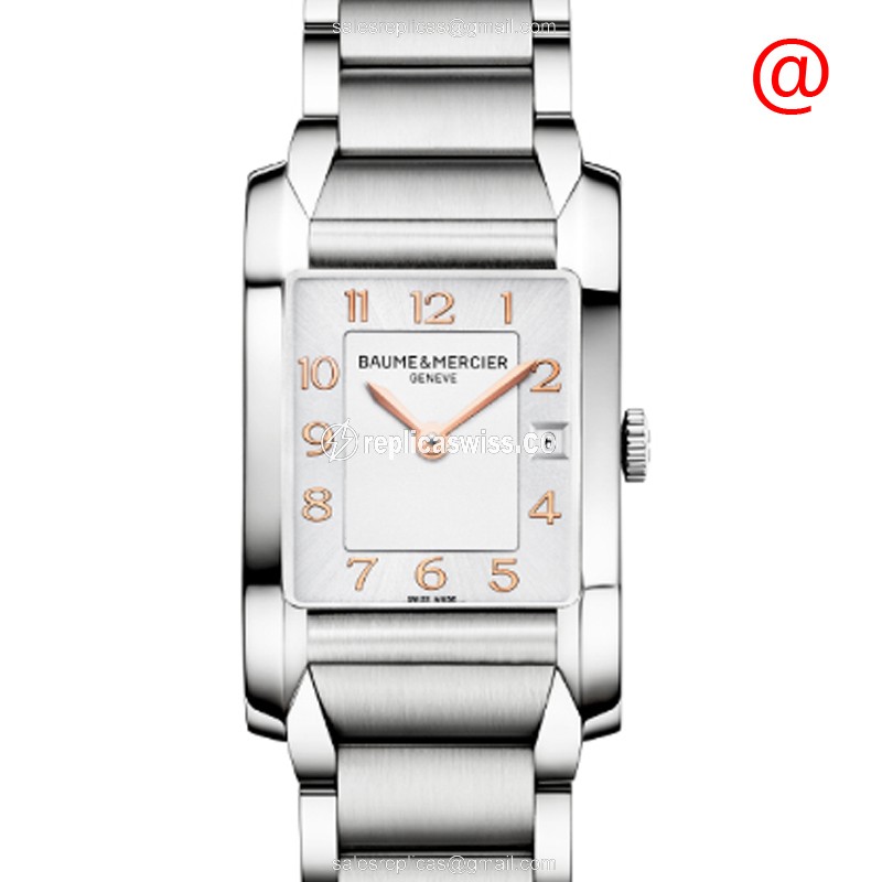 Luxurious Baume & Mercier Hampton Silver Dial Replica in Stainless Steel Case & Buckle Clasp Watch