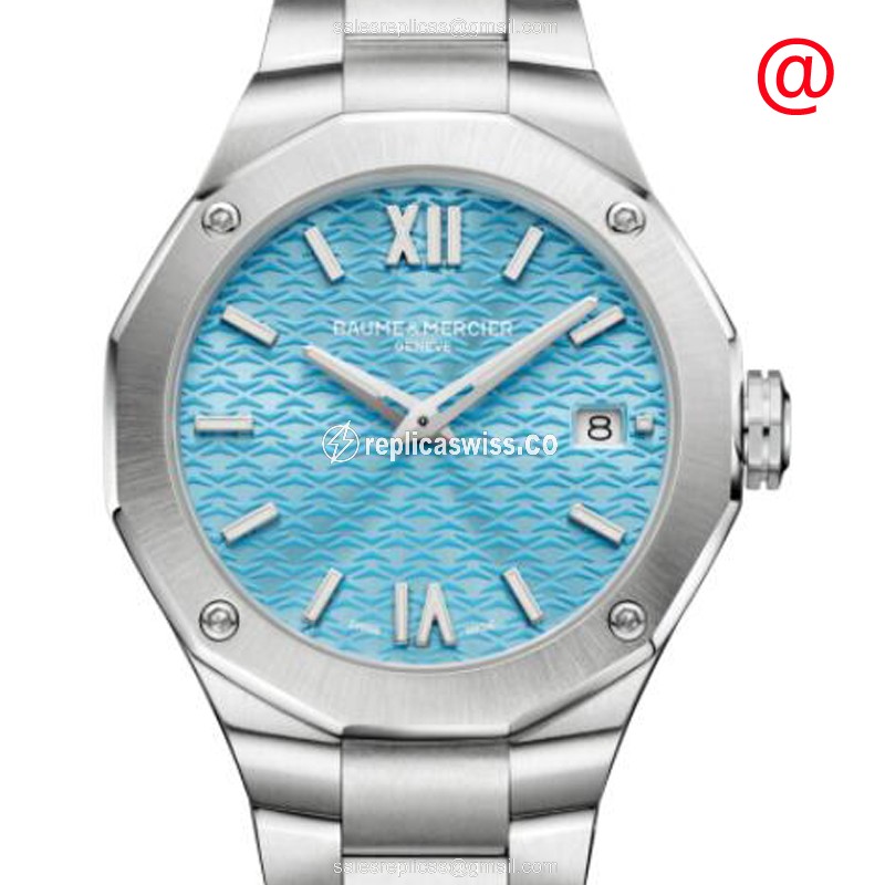 Luxurious Baume & Mercier M0A10612 Riviera Replica with Blue Dial Steel Case Watch
