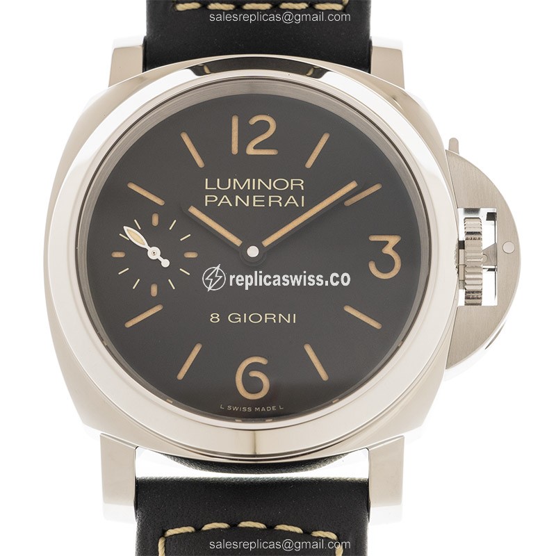 Luxurious Black Dial Automatic Replica Panerai Luminor in Steel with Genuine Sapphire Crystal Watch