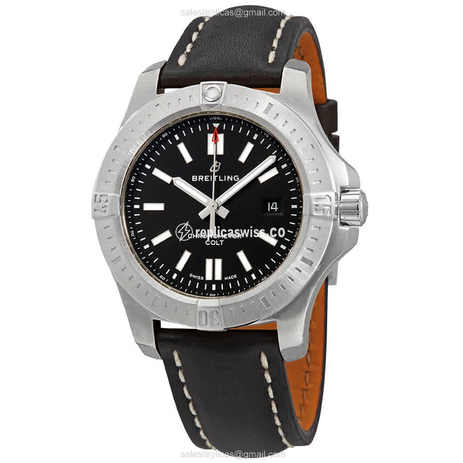 Luxurious Black Dial Breitling Chronomat B01 Steel Replica, Automatic Movement Cowhide Strap