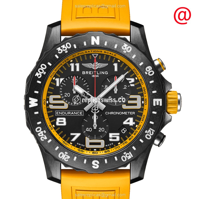 Luxurious Black Dial Carbon Fiber Breitling XB82310A41B1S1 Quartz Watch with Rubber Strap and