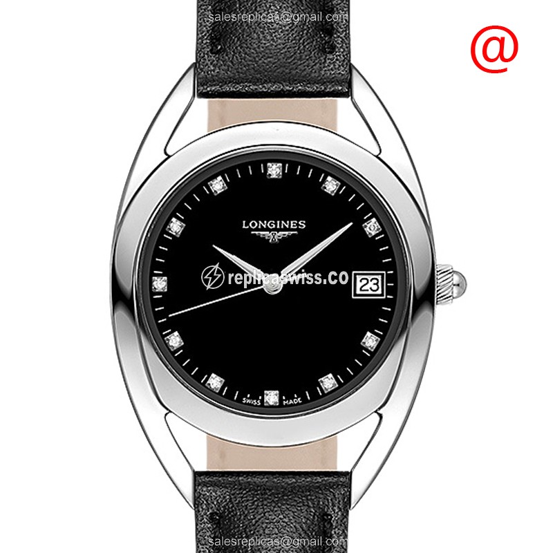 Luxurious Black Dial Longines Equestrian Replica Watch, Automatic Movement, Genuine Leather Strap