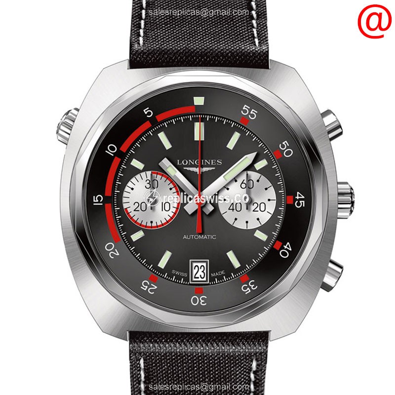 Luxurious Black Dial Longines Heritage Replica Watch, Automatic Movement & Stainless Steel Case