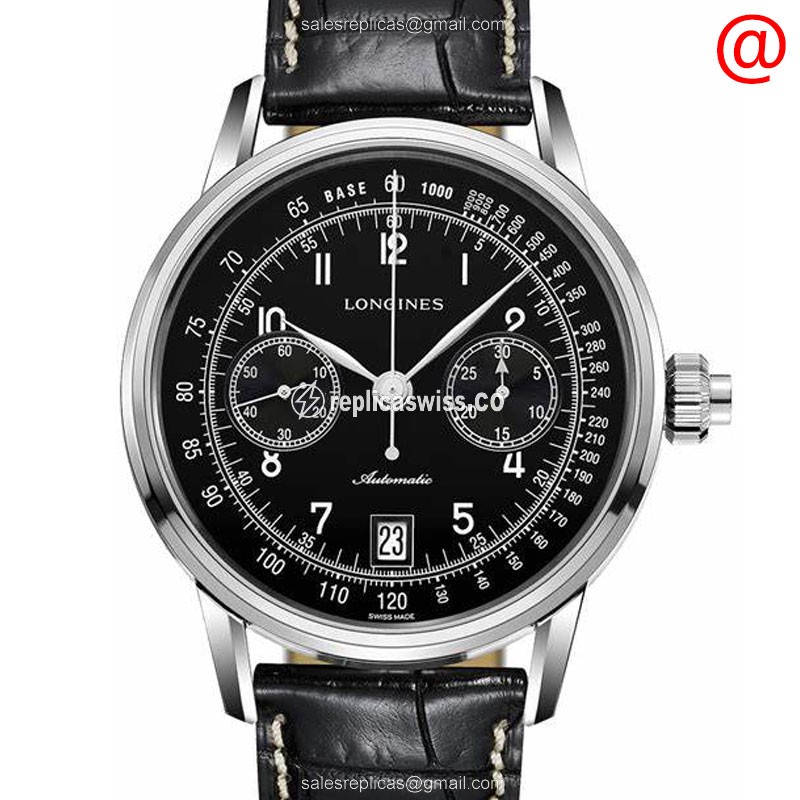 Luxurious Black Dial Longines Heritage Replica Watch | Automatic Movement | Stainless Steel Case
