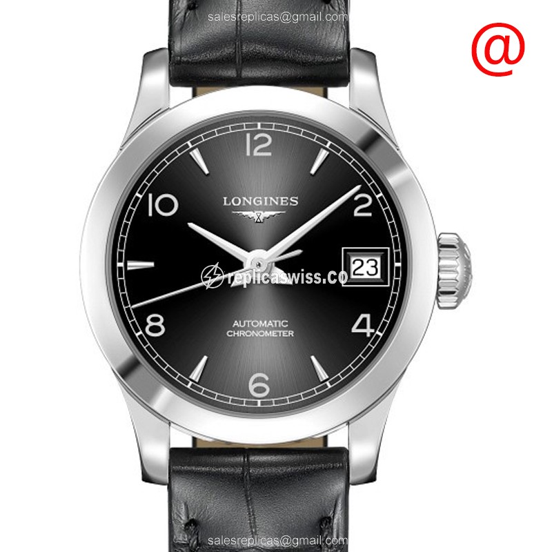 Luxurious Black Dial Longines L2.320.4.56.2 Automatic Replica, Genuine Sapphire Crystal Watch
