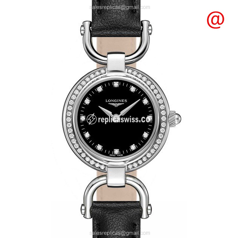 Luxurious Black Dial Longines L6.129.0.57.0 Equestrian Quartz Replica, Crafted in Stainless Steel &