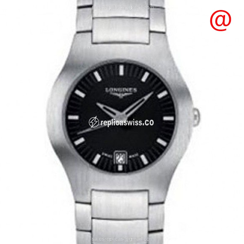 Luxurious Black Dial Longines Oposition Replica, Steel Case & Quartz Movement Watch