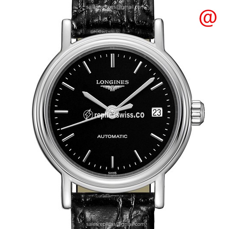 Luxurious Black Dial Longines Presence Replica in Stainless Steel Automatic Movement Watch
