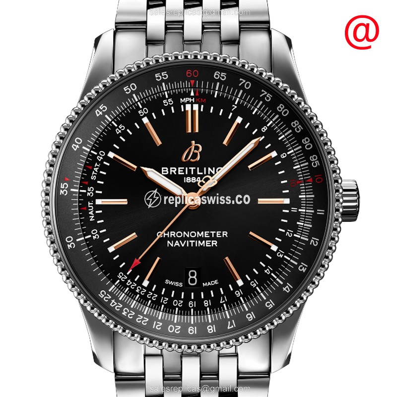 Luxurious Black Dial Steel Case Automatic Navitimer 1 Replica from Breitling Watch
