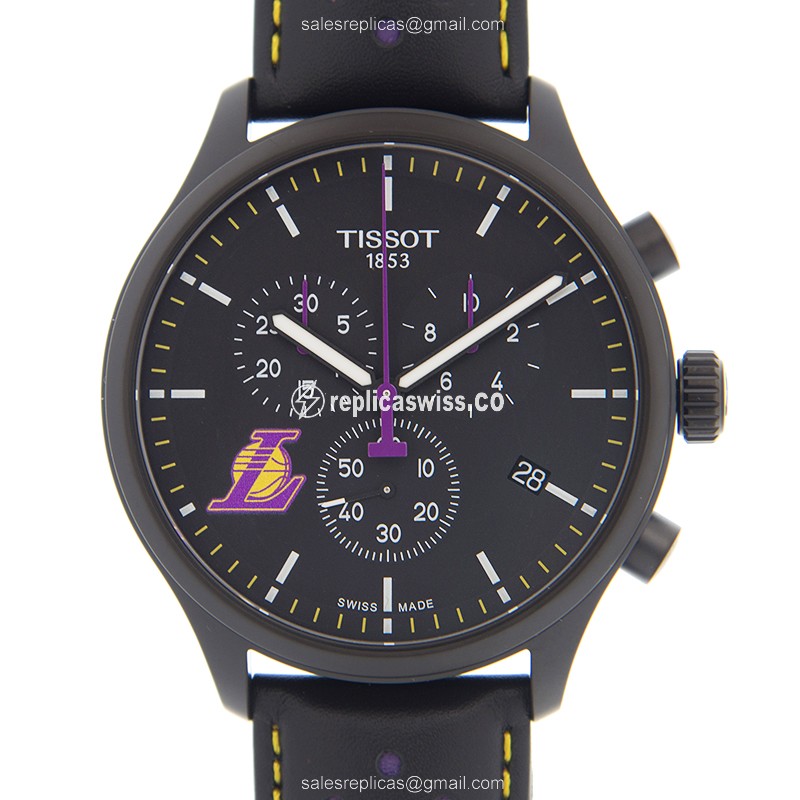 Luxurious Black Dial Tissot Chrono XL Replica, Swiss Quartz, Stainless Steel Case Watch