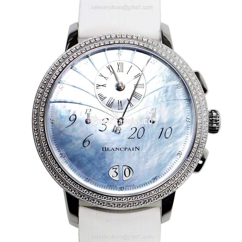 Luxurious Blancpain 3626-4544L-64A Replica Watch | Automatic Movement, Blue Dial & Satin White Strap