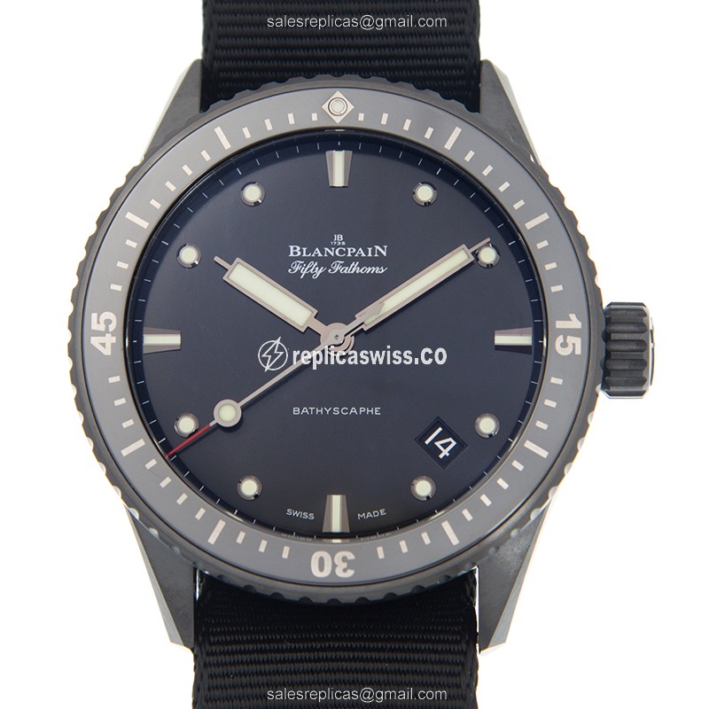 Luxurious Blancpain 5000-0130-NABA Replica with Automatic Movement Black Ceramic Dial Watch