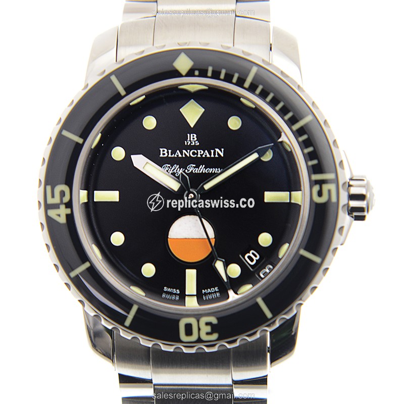 Luxurious Blancpain 5008-1130-71S Fifty Fathoms Replica in Black Dial Stainless Steel Case Watch