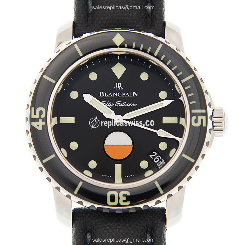 Luxurious Blancpain 5008-1130-B52A Fifty Fathoms Replica in Black Dial & Steel Case Watch