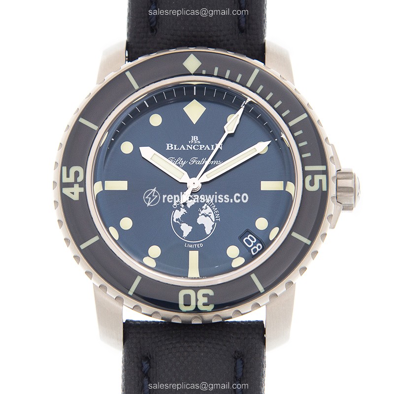 Luxurious Blancpain 5008-11B40NAOA FIFTY FATHOMS Replica, Automatic Blue Dial, Stainless Steel Case