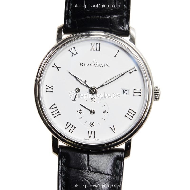 Luxurious Blancpain Villeret 6606-1127-55B Replica in Stainless Steel, Manual Wind, White Dial &