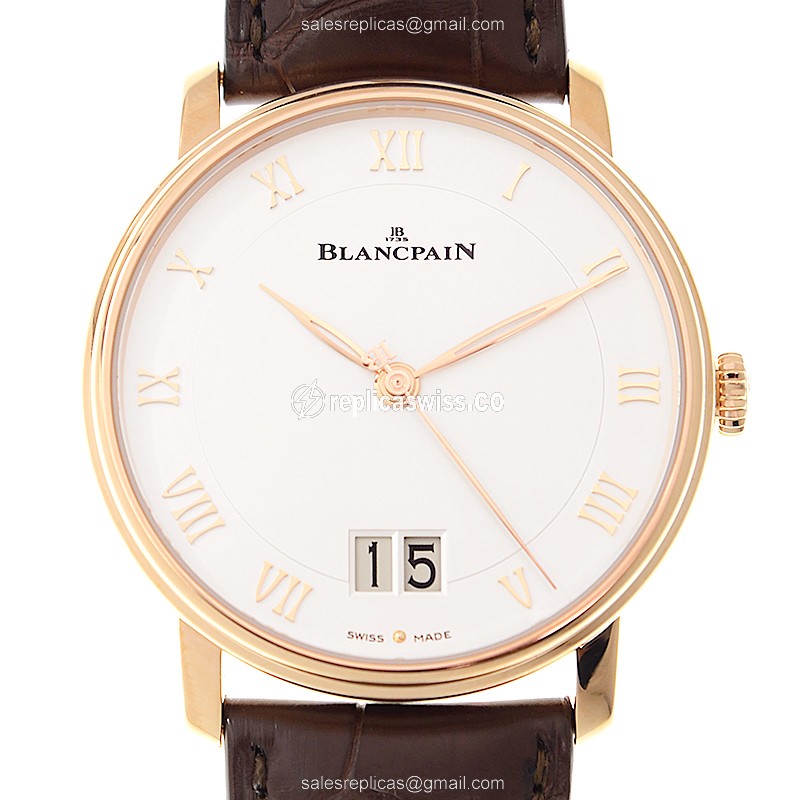 Luxurious Blancpain Villeret Replica in 18kt Rose Gold — Automatic Movement, White Dial Watch