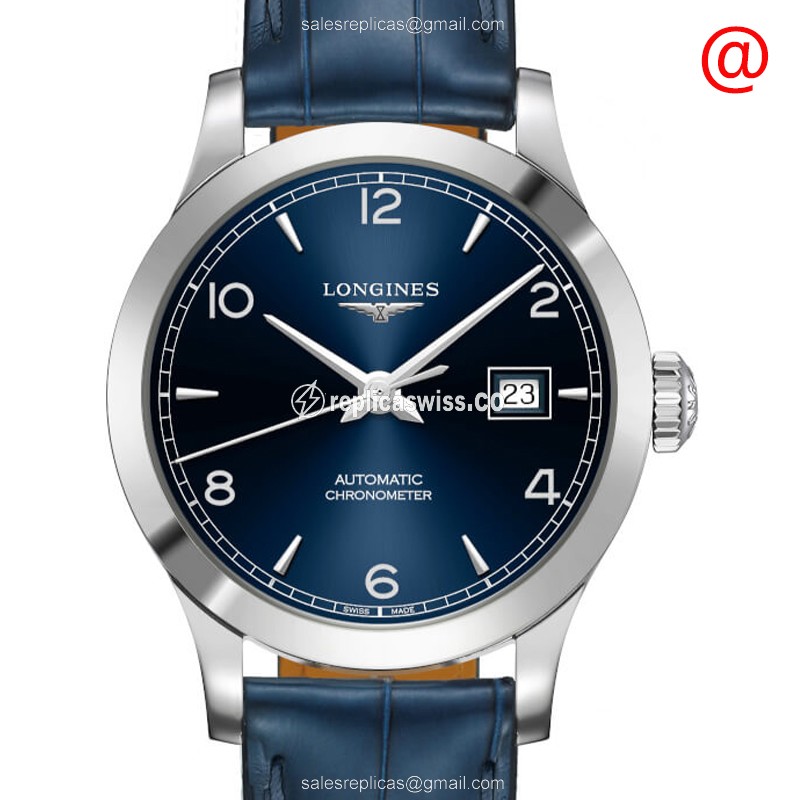 Luxurious Blue Dial Longines L2.321.4.96.4 Replica Watch | Automatic Movement | Alligator Strap