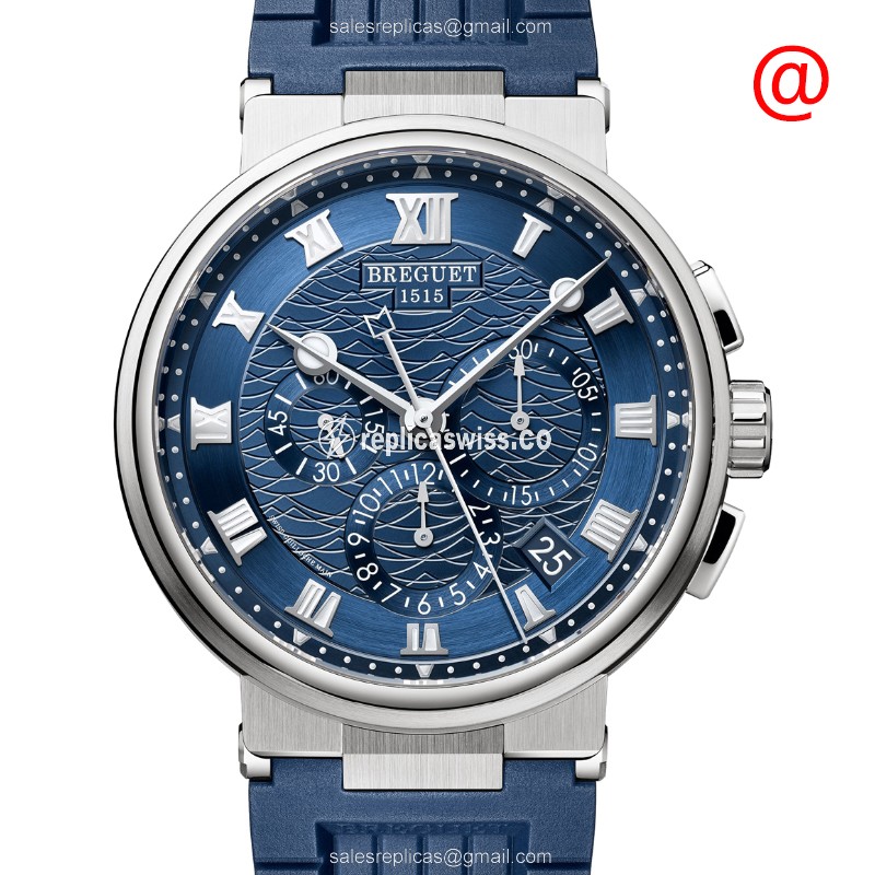 Luxurious Breguet 5527BB/Y2/5WV Marine Automatic in 18kt Gold, Blue Dial & Rubber Strap Watch