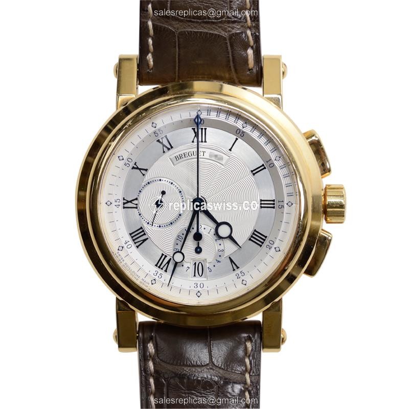 Luxurious Breguet 5827BA/12/5ZU Silver Dial Replica with Automatic Movement 18kt Gold Case Watch