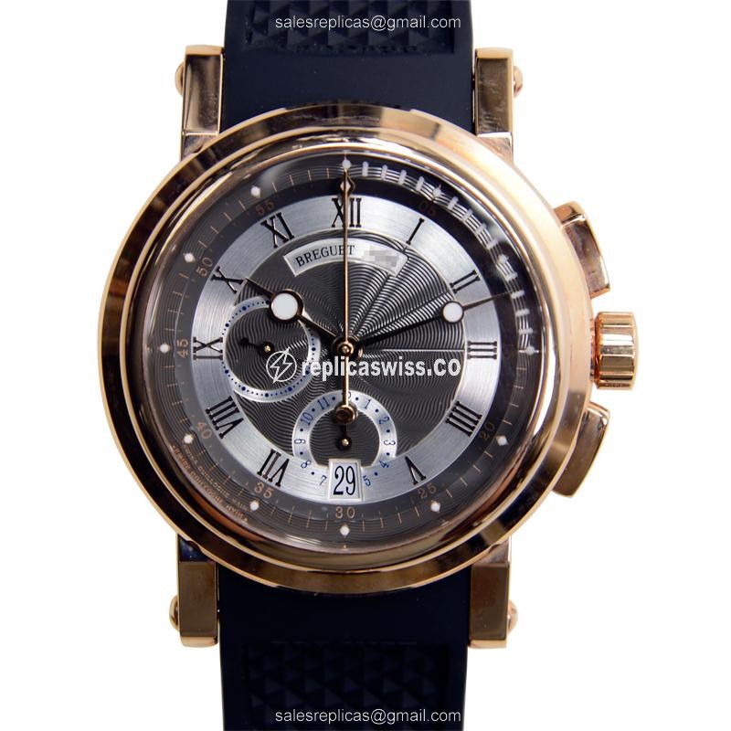 Luxurious Breguet 5827BR/Z2/5ZU Marine Automatic Replica, 18kt Gold Case & Black Dial Watch