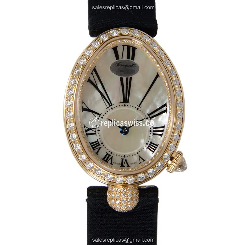 Luxurious Breguet 8928BA/51/844/DD0D Replica Watch: Automatic, White Dial, Satin Black Strap