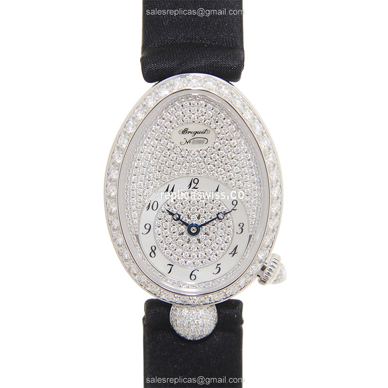 Luxurious Breguet 8928BB/8D/844/DD0D Replica in 18kt White Gold with Diamond Dial & Silver Bezel