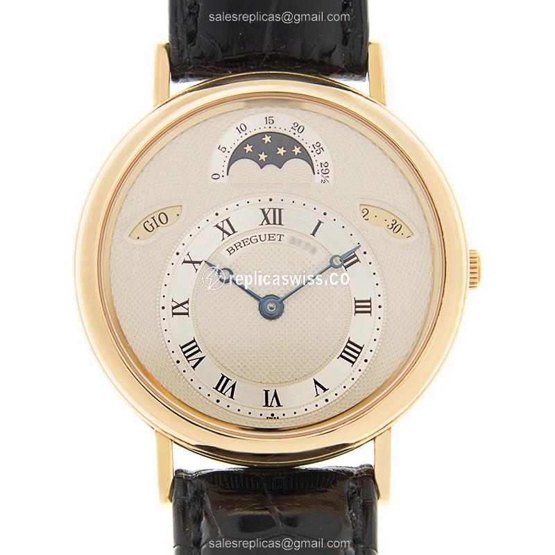 Luxurious Breguet Classique 3337BA/1E/286 Replica in 18kt Gold with White Dial & Brown Alligator