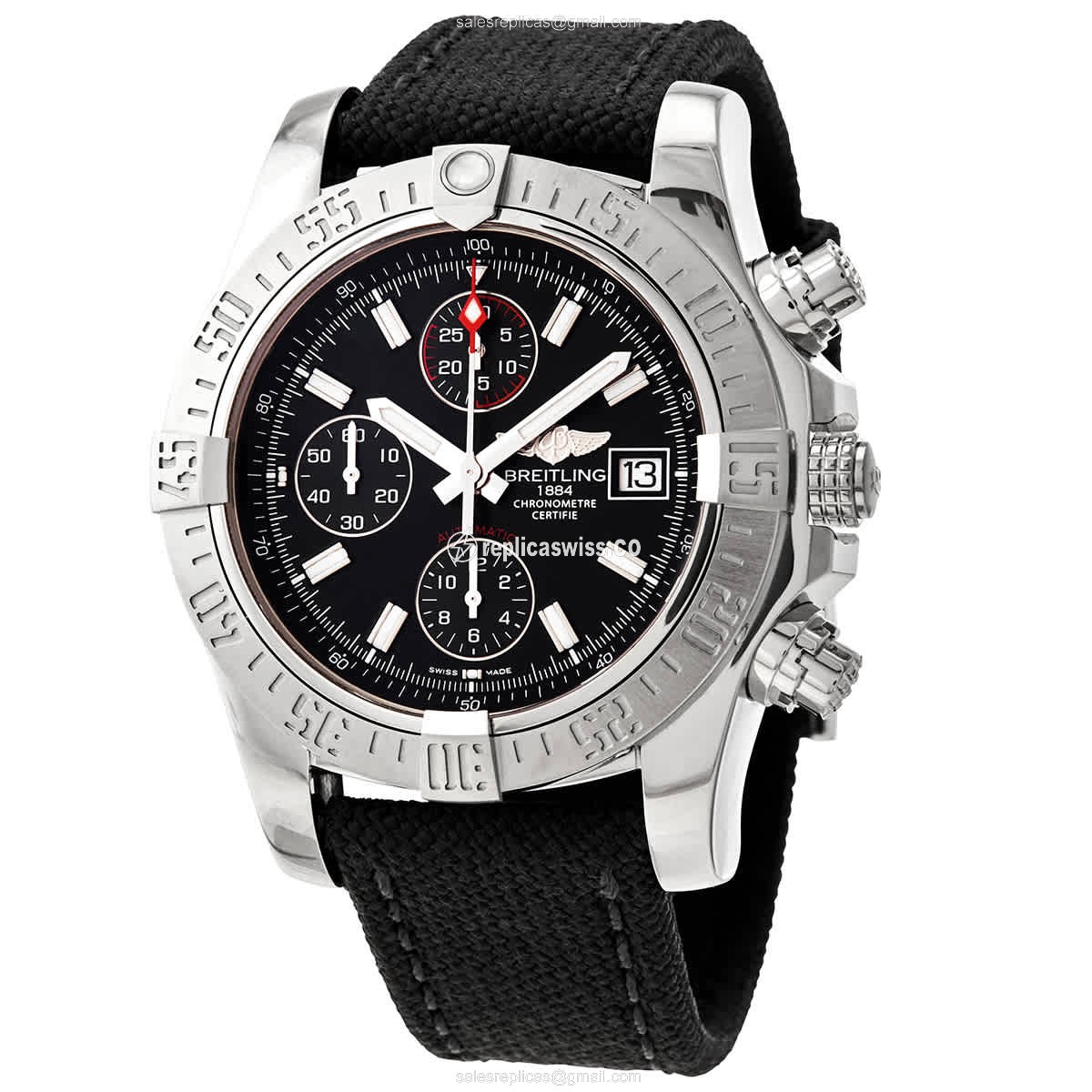 Luxurious Breitling Avenger II Automatic Steel Case, Black Dial, Cowhide Strap Watch