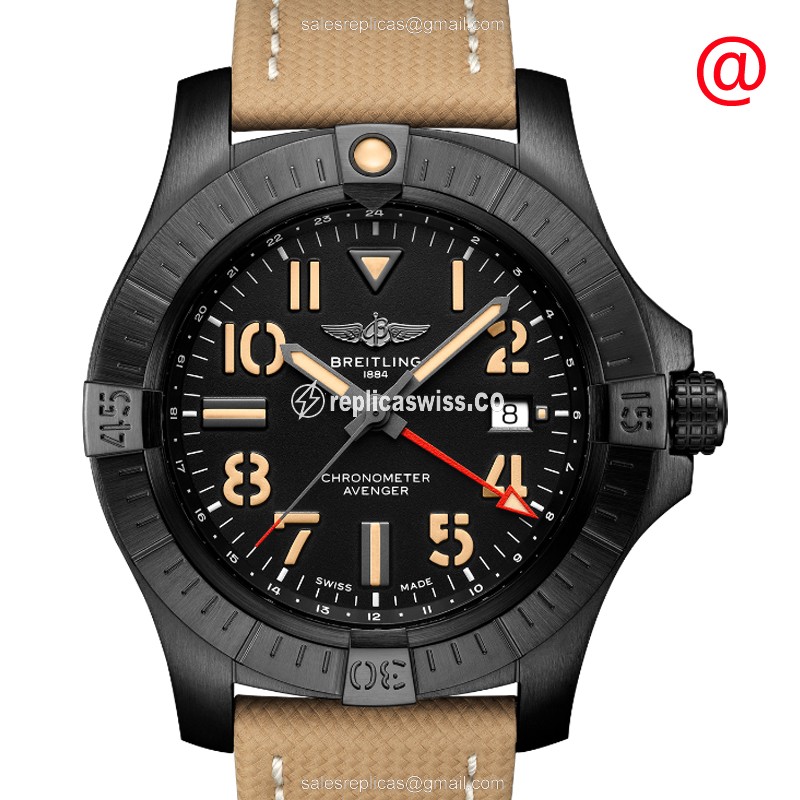 Luxurious Breitling Avenger II Replica in Black Dial & Titanium Case, Automatic Movement Watch