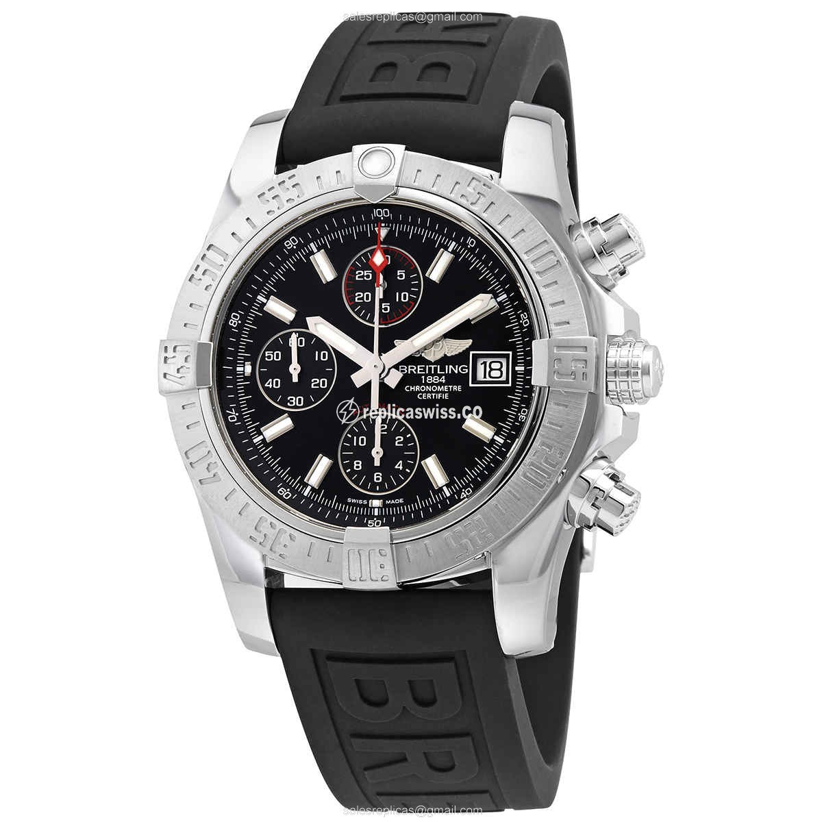 Luxurious Breitling Avenger II Replica in Stainless Steel Case with Black Dial & Automatic Movement