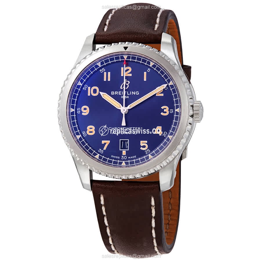 Luxurious Breitling Aviator 8 Replica in Stainless Steel Case, Automatic Movement, Blue Dial