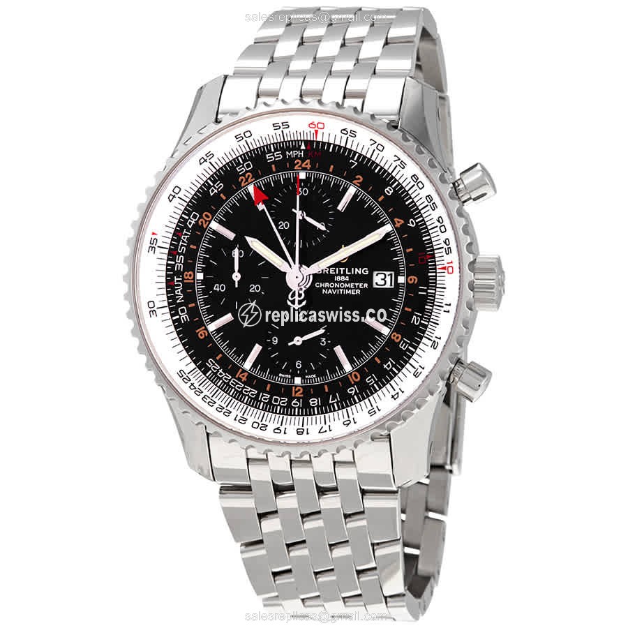 Luxurious Breitling NAVITIMER 1 Replica in Black Dial & Stainless Steel Case with Automatic