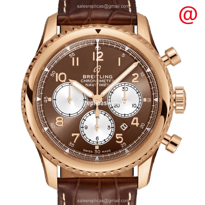 Luxurious Breitling RB0117131Q1P1 AVIATOR 8 Replica with Automatic Movement 18kt Gold Case Watch