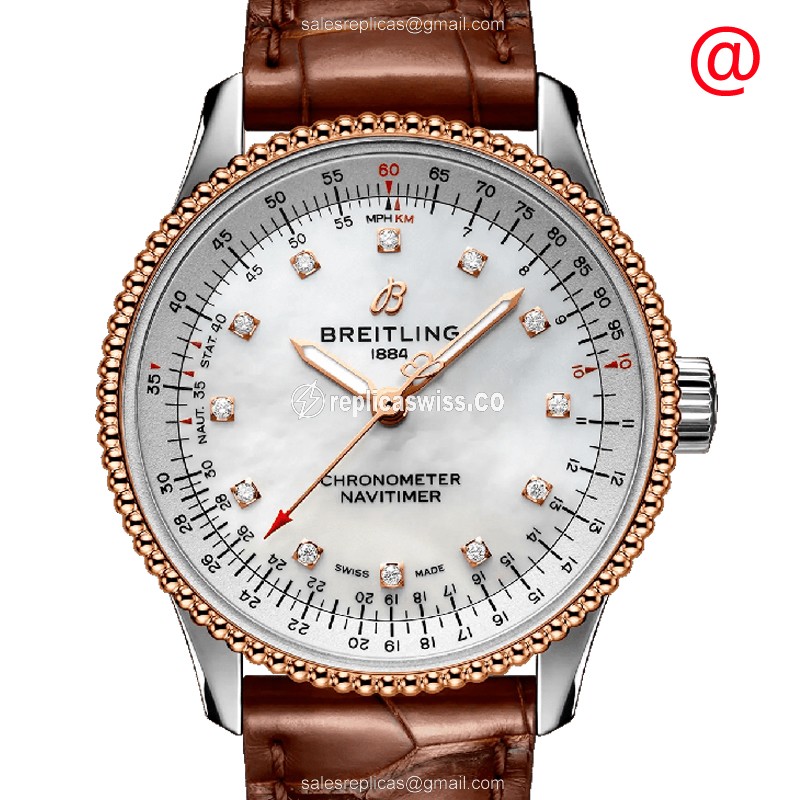 Luxurious Breitling U17395211A1P2 Navitimer 1 Replica, Automatic Movement, 18kt Steel Case, White