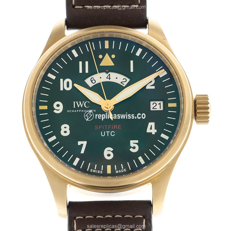 Luxurious Bronze IWC PILOTS Replica Watch | Automatic Movement, Green Sapphire Dial