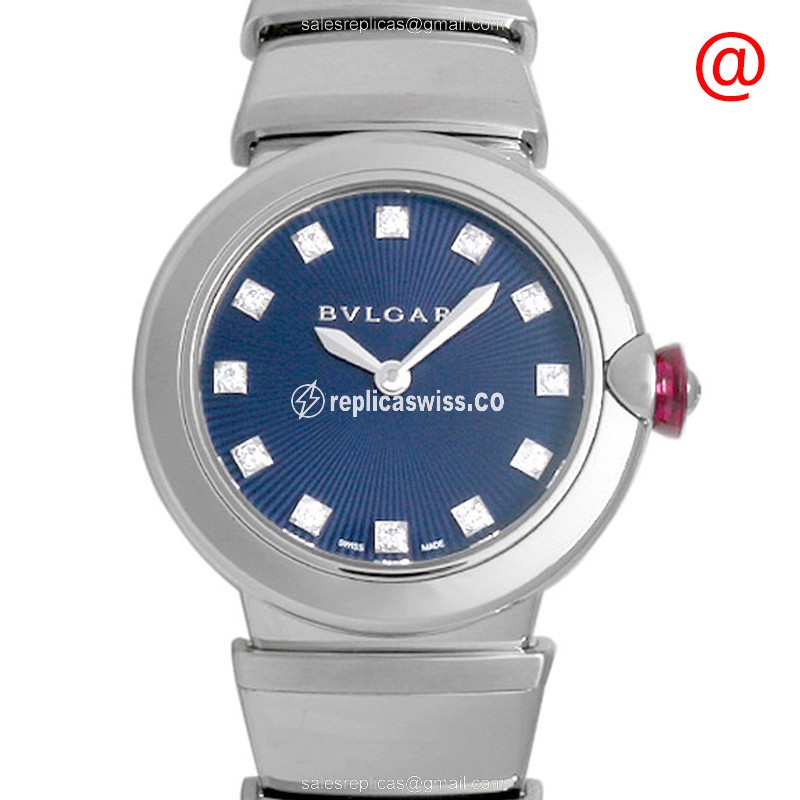 Luxurious Bulgari LVCEA Quartz Replica Watch in Stainless Steel with Blue Dial Silver Clasp