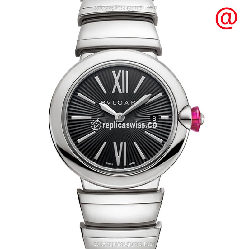 Luxurious Bulgari LVCEA Quartz Replica with Black Dial & Silver Steel Strap Watch