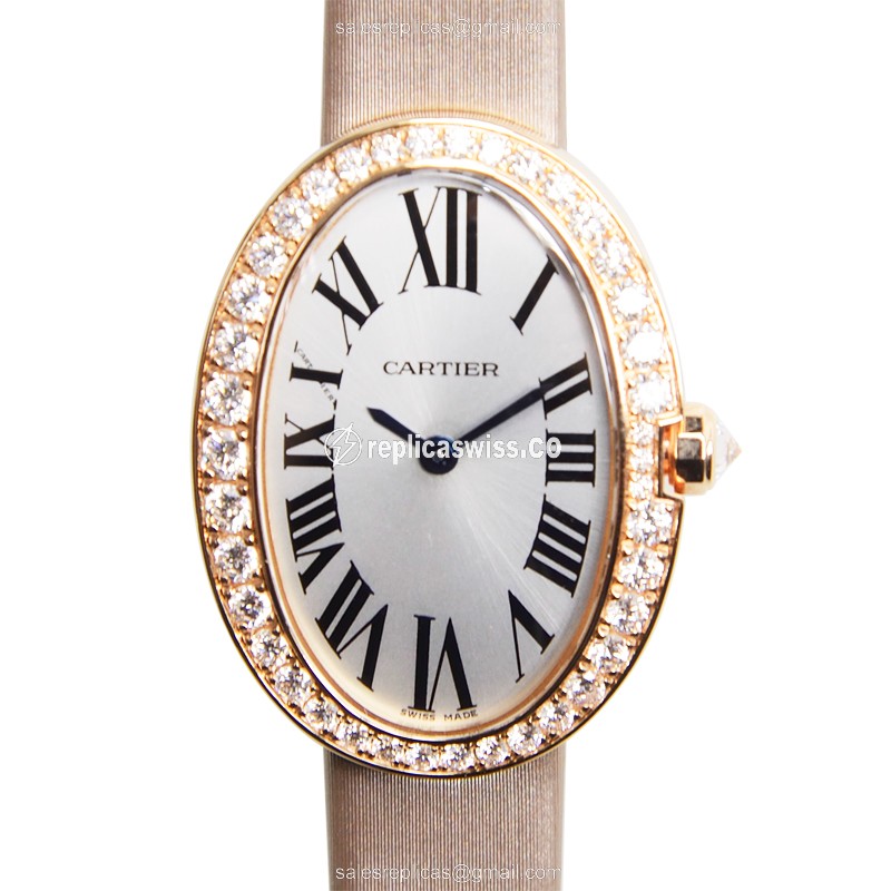 Luxurious Cartier Baignoire Replica in 18kt Rose Gold, Quartz Movement, White Dial Watch
