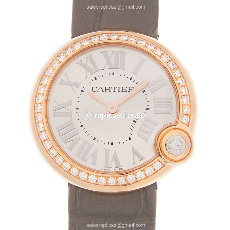 Luxurious Cartier Ballon Blanc WJBL0008 Replica, Silver Dial, 18kt Rose Gold Case Watch