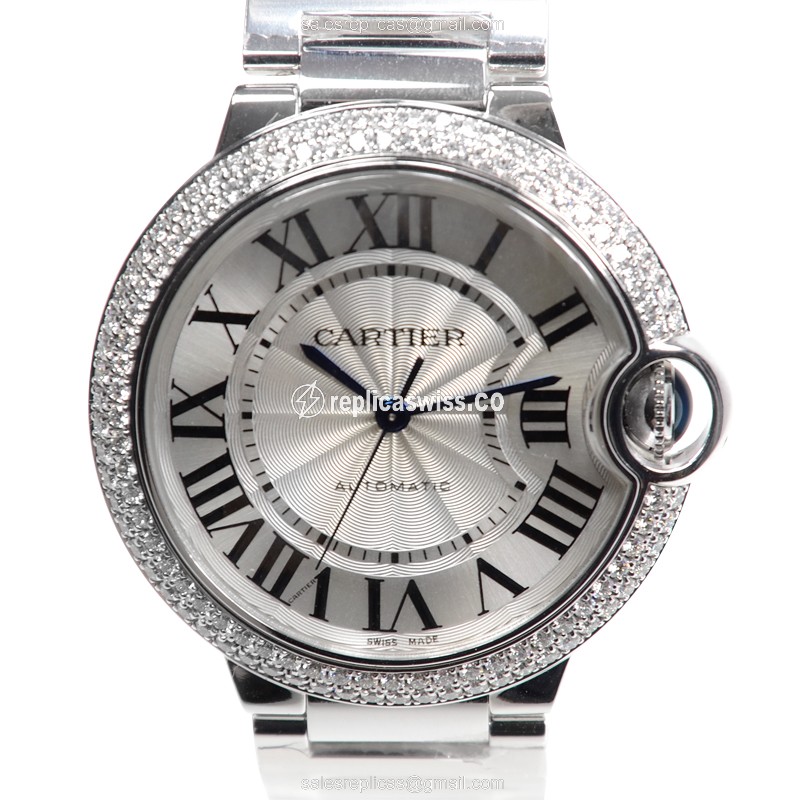 Luxurious Cartier Ballon Bleu Replica in 18kt Gold, Automatic Movement & Silver Dial Watch