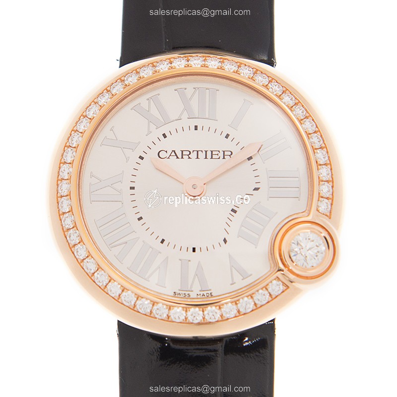 Luxurious Cartier Ballon Bleu Replica in 18kt Rose Gold, Automatic Movement, Silver Dial Watch